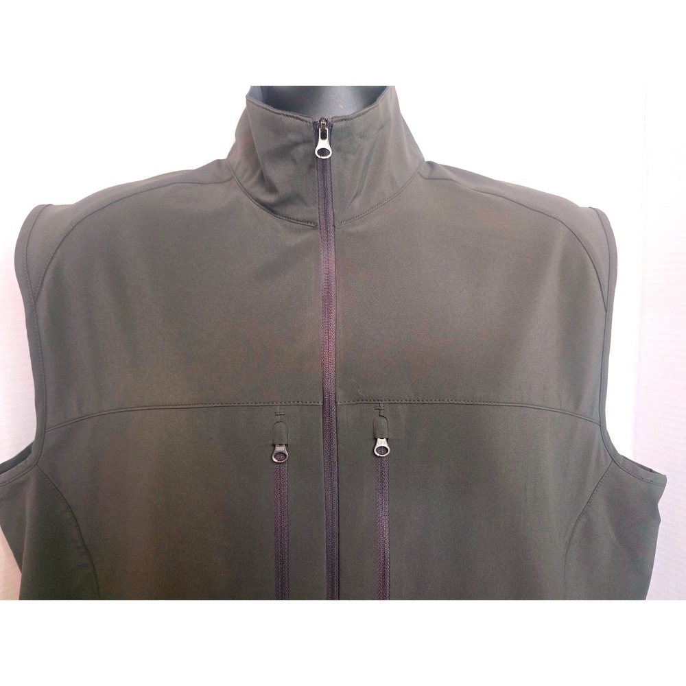 REI Co-op Mens XL Softshell Full Zip Vest Dark Brown Utility Pockets Lightweight